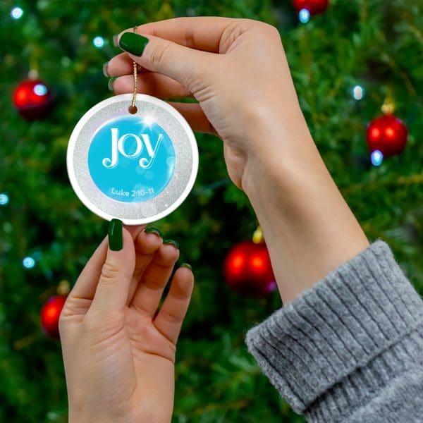 JOY Christmas Ceramic Ornament (Silver) - Image 2