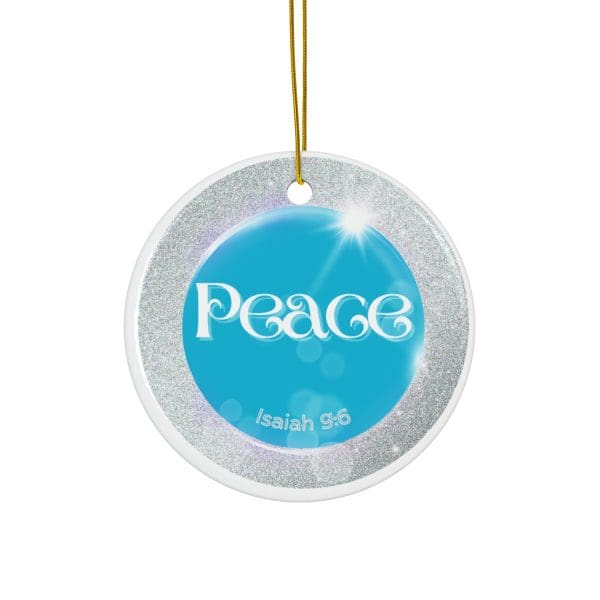 PEACE Ceramic Ornament (Silver Circle)