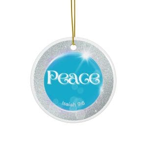 PEACE Ceramic Ornament (Silver Circle)