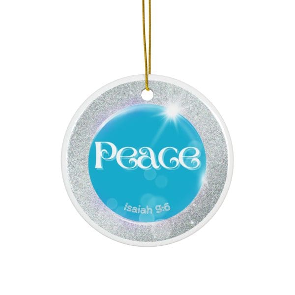 PEACE Ceramic Ornament (Silver Circle)