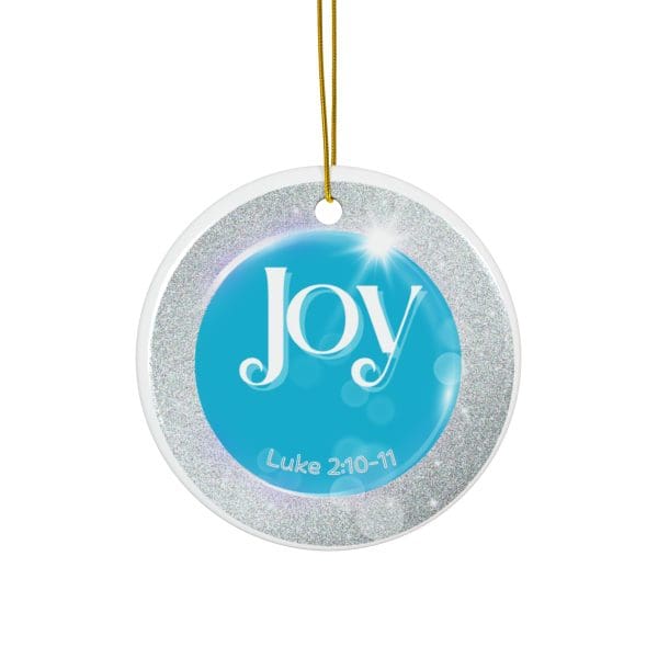 JOY Christmas Ceramic Ornament (Silver Circle)